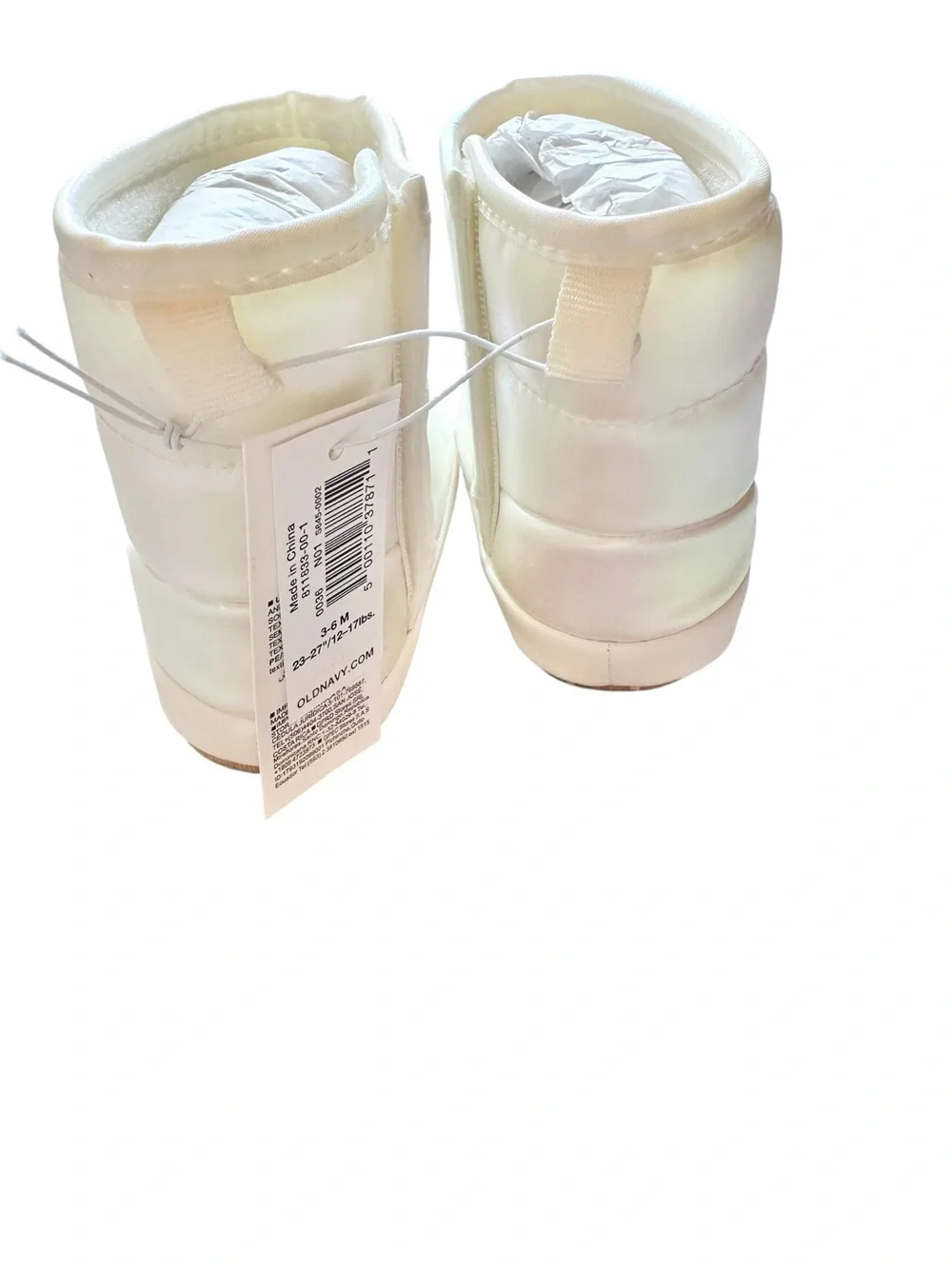 NEW Old Navy Baby Girl 3-6 Months White Iridescent Soft Snow Booties